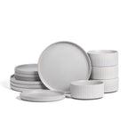 Haven Stoneware Dinnerware with Cereal Bowl Set - Grey
