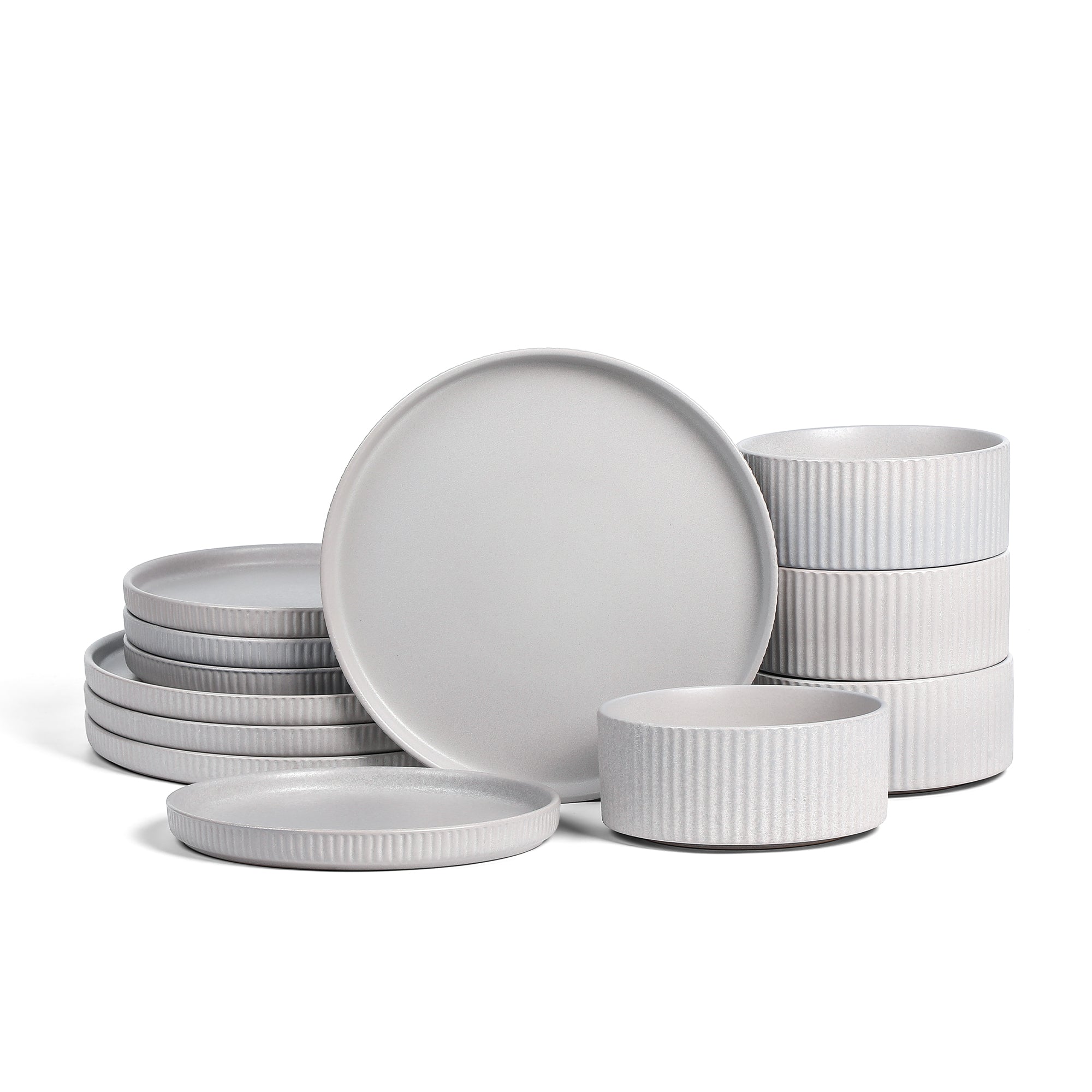 Haven Stoneware Dinnerware with Cereal Bowl Set - Grey