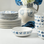 Fiore New Bone China Pasta Bowl Set - Blue