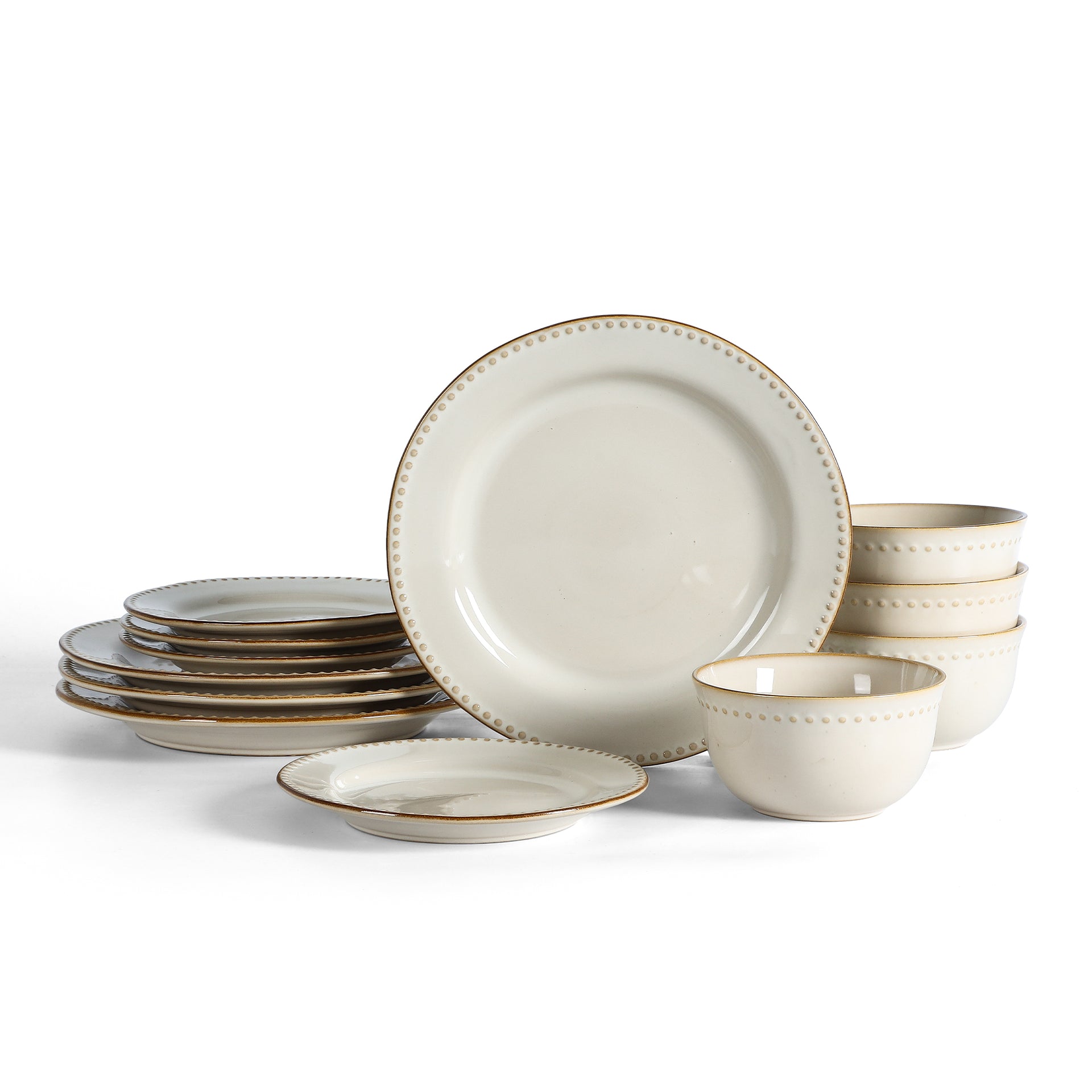 Comet Stoneware Dinnerware Set - Cream - 4 / Cream