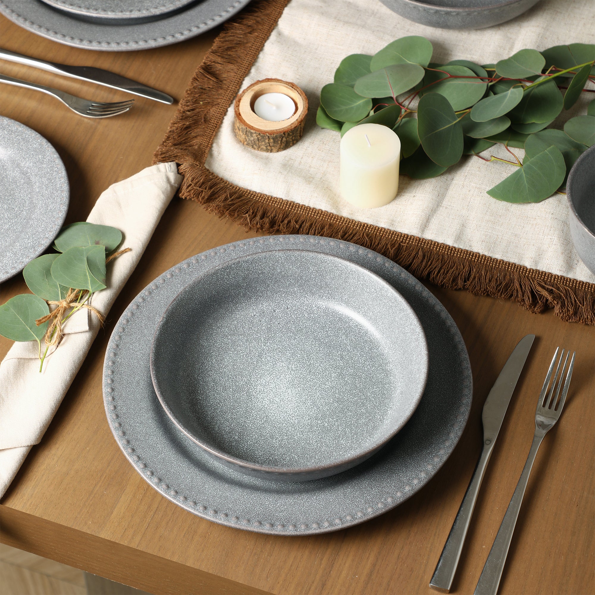 Comet Stoneware Dinner Plate Set - Grey