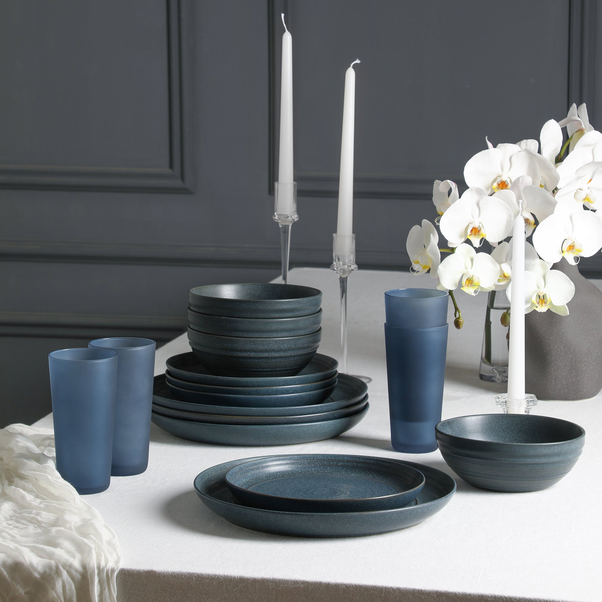 Elio Stoneware Dinnerware Set - Blue