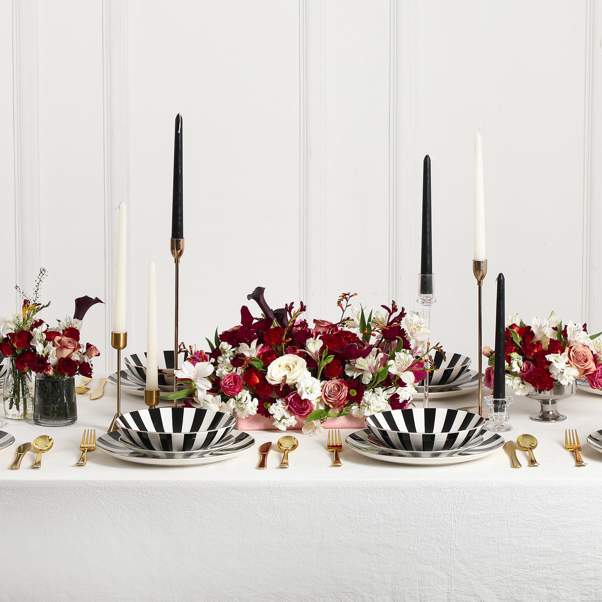 Empire Porcelain Dinnerware Set - Black and White and Gold