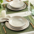 Onyx Porcelain Dinnerware Set - Beige and Gold