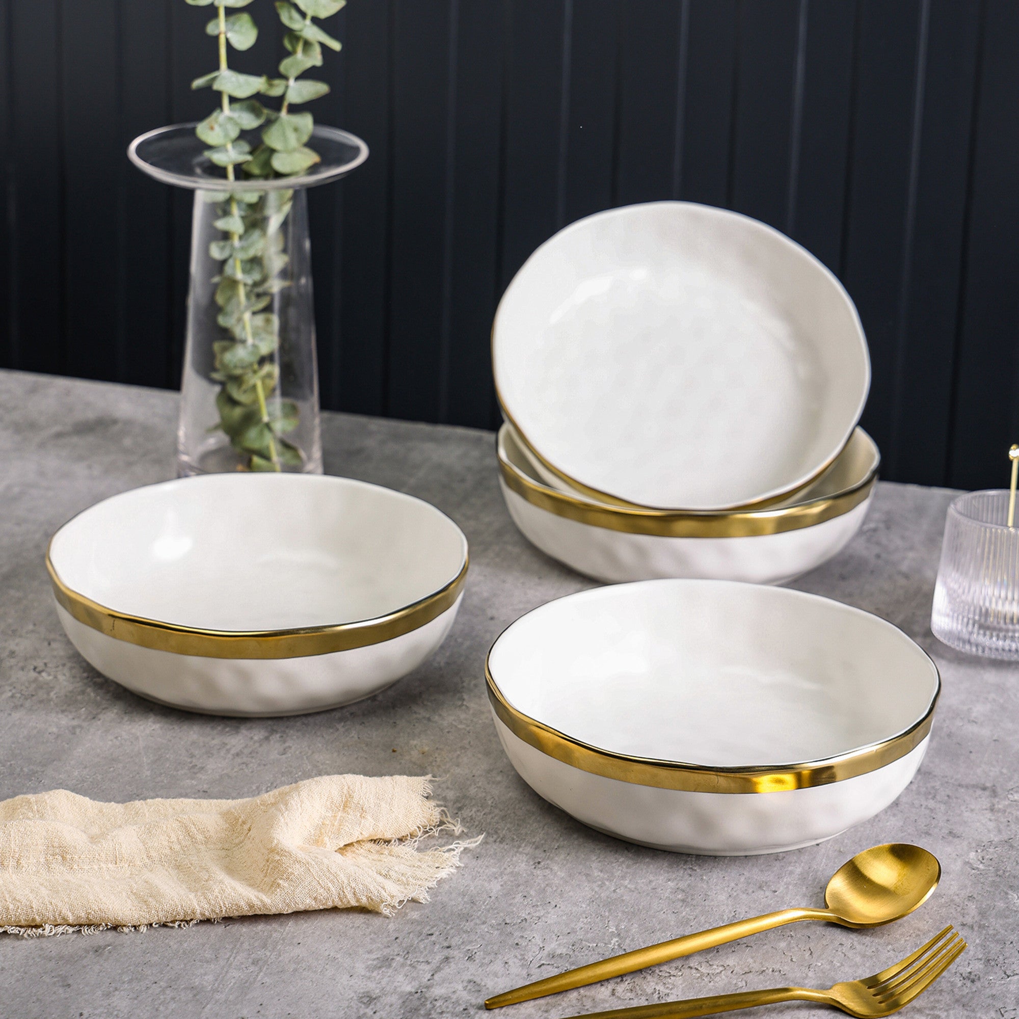 Florian Porcelain  Pasta Bowl - White