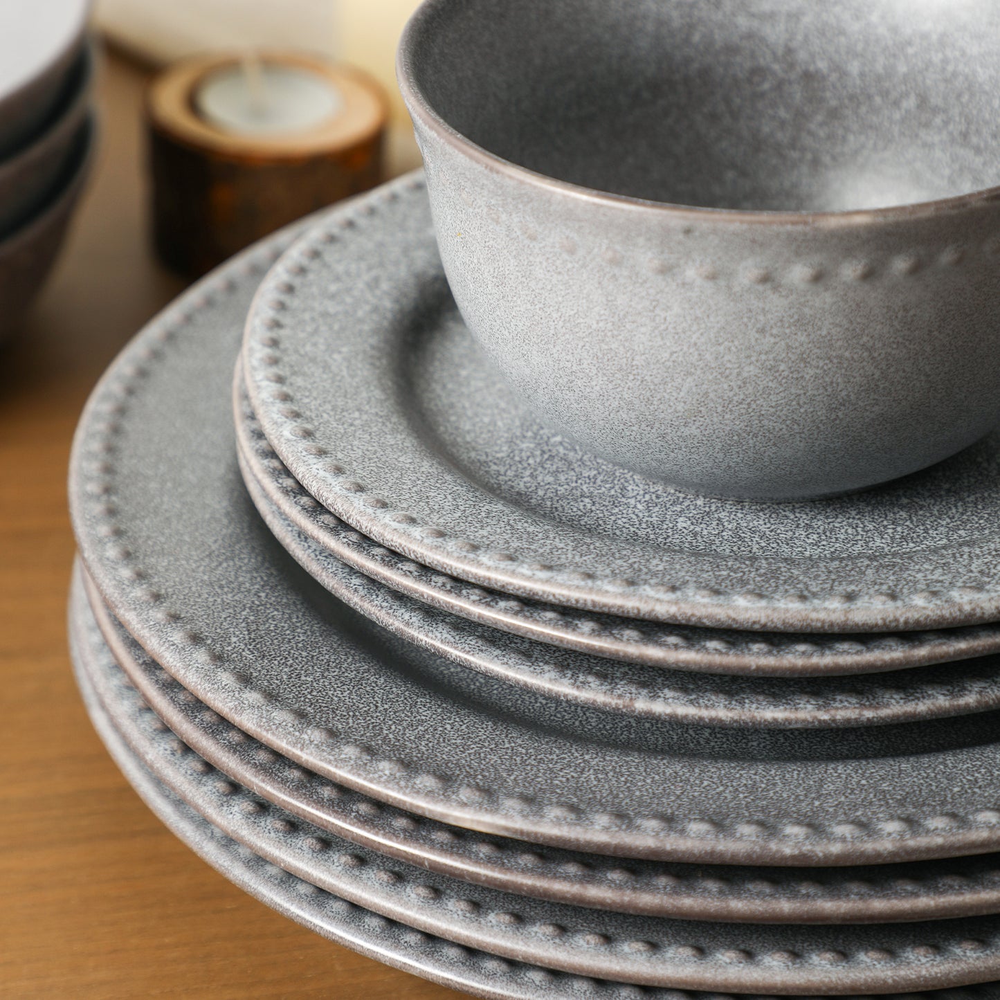 Comet Stoneware Dinnerware Set - Grey