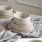 Haven Stoneware Dinnerware with Cereal Bowl Set - Beige