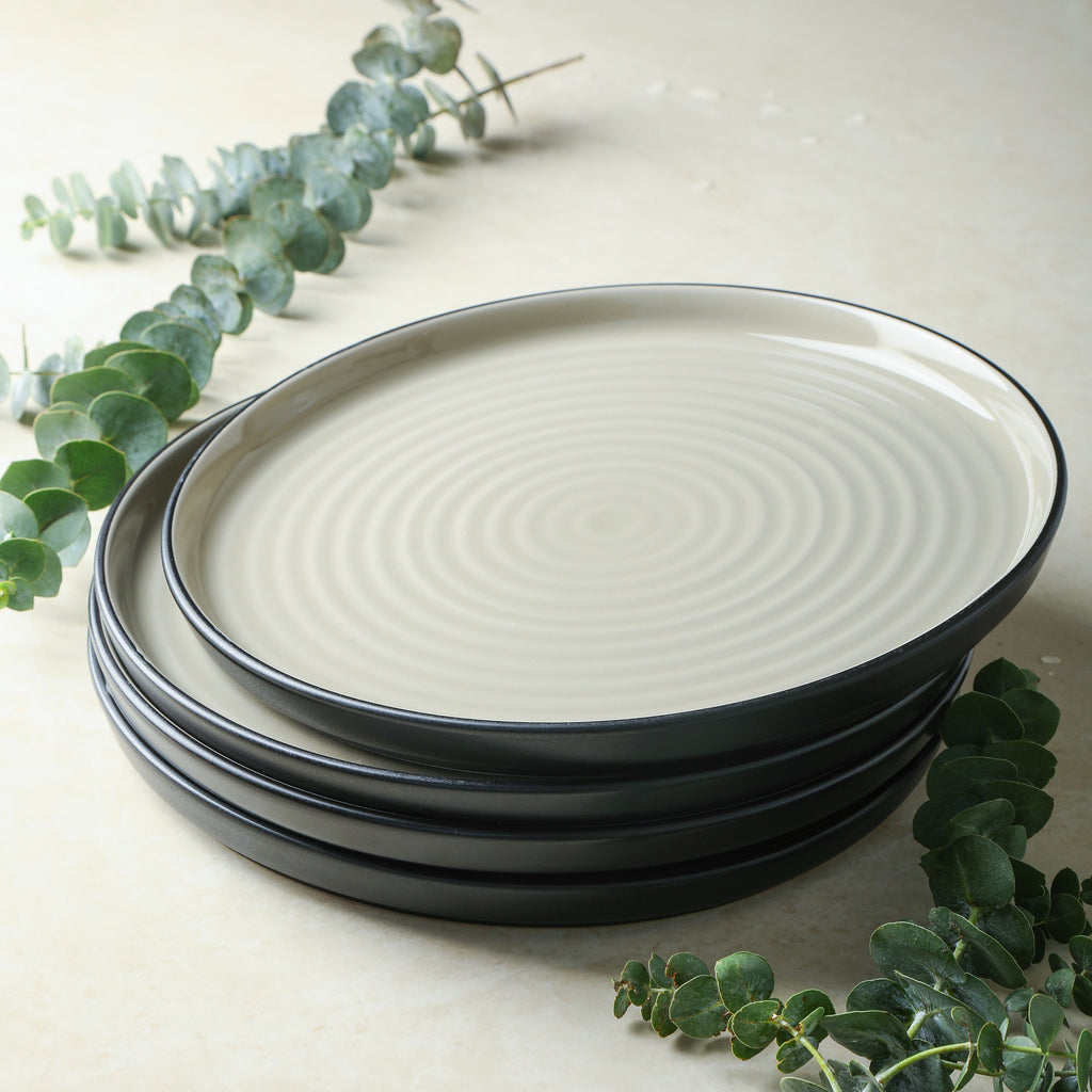 Elica Stoneware Dinnerware Set - Beige And Black
