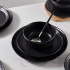 Logan Stoneware Dinnerware Set - Black