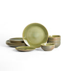Riley Stoneware Dinnerware Set - Green and Blue
