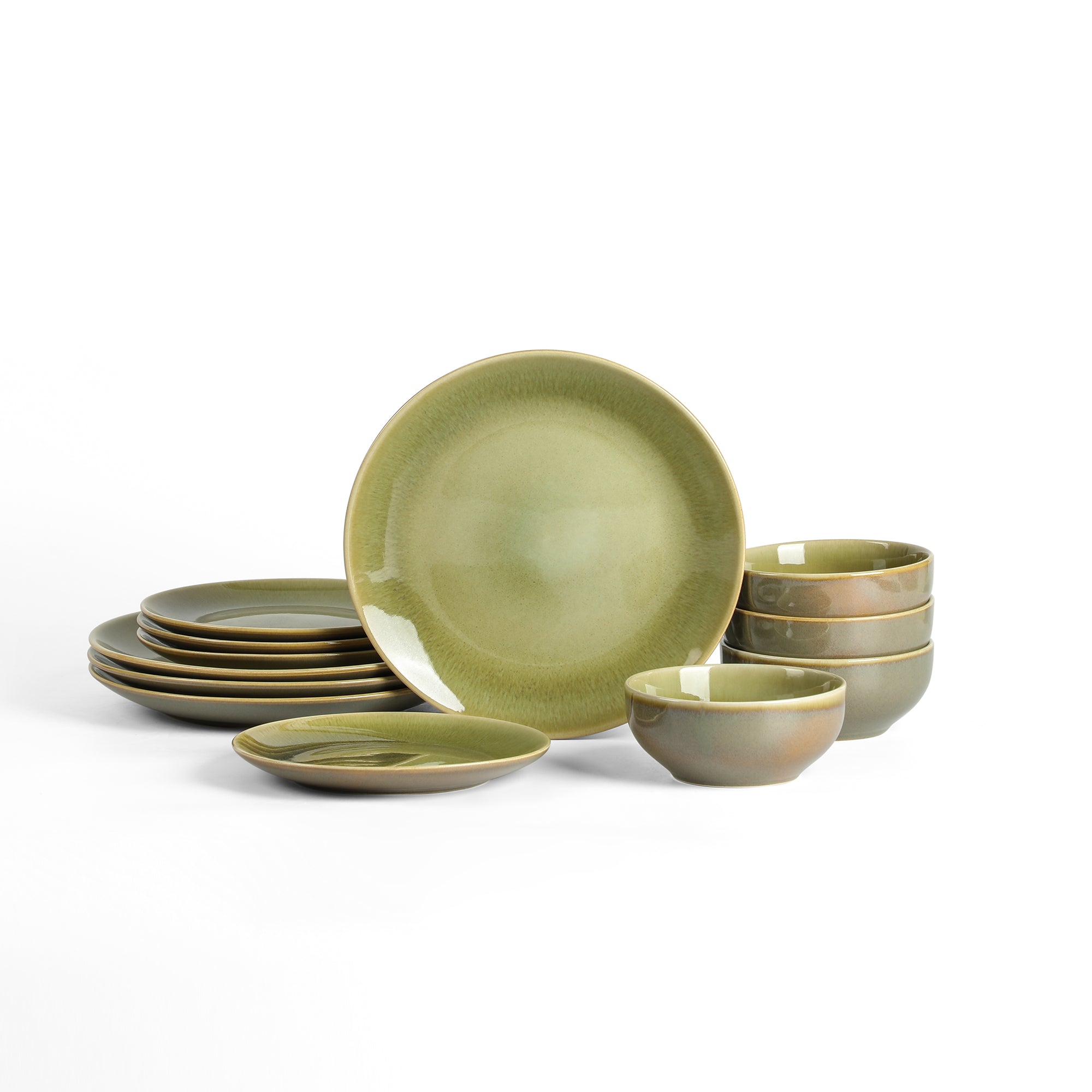 Riley Stoneware Dinnerware Set - Green and Blue