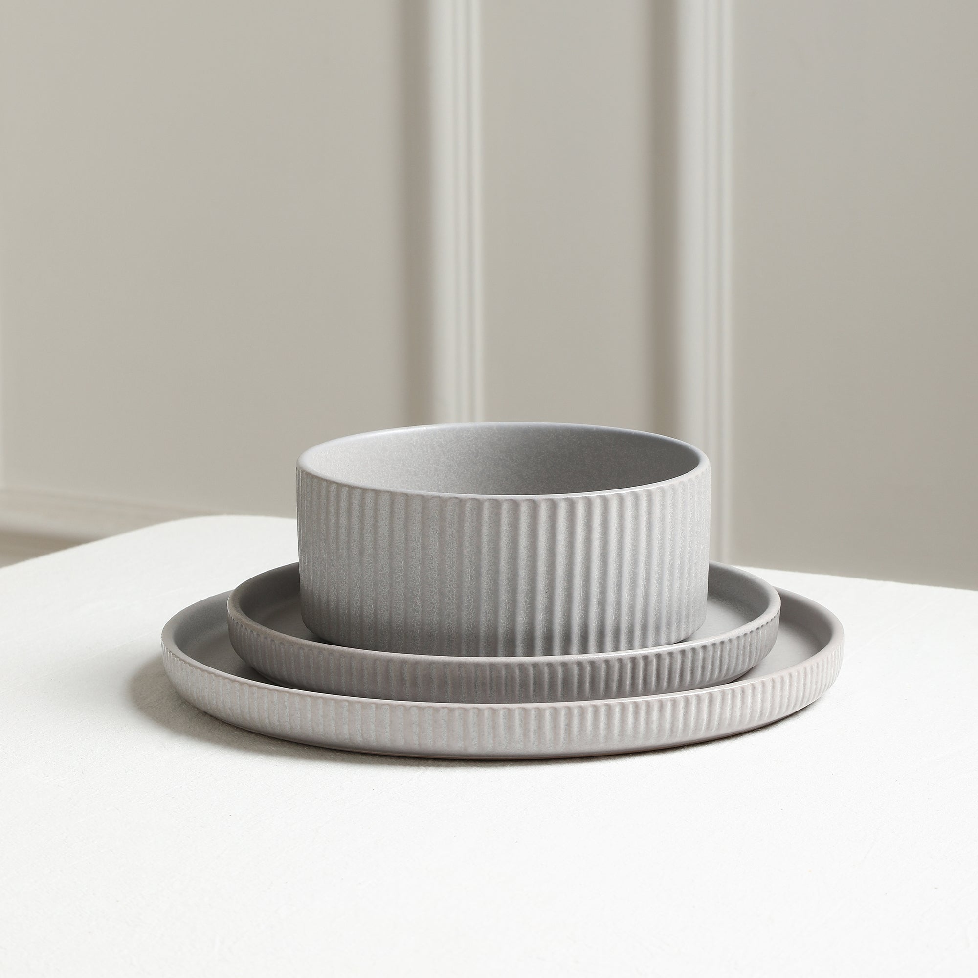 Haven Stoneware Dinnerware with Cereal Bowl Set - Grey