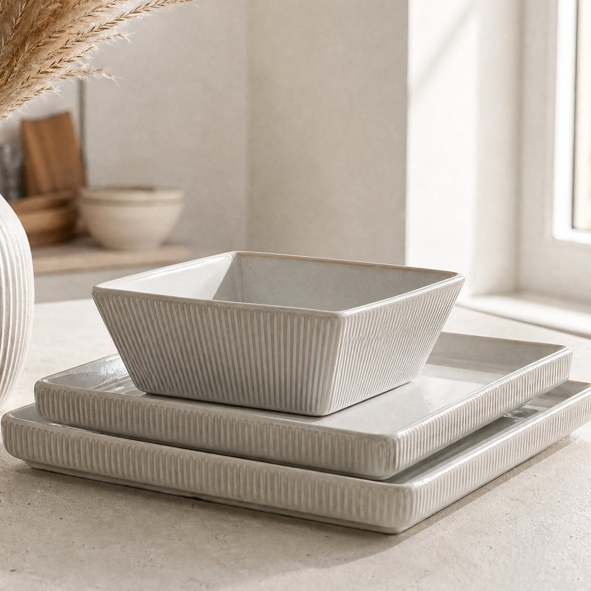 Grace Stoneware Dinnerware Set - White