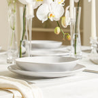 Harper Stoneware Dinnerware Set with Pasta Bowls - White