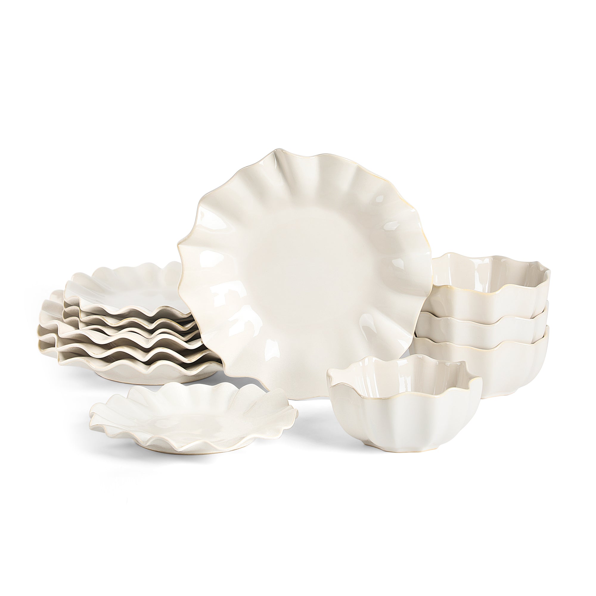 Lotus Stoneware Dinnerware Set - White
