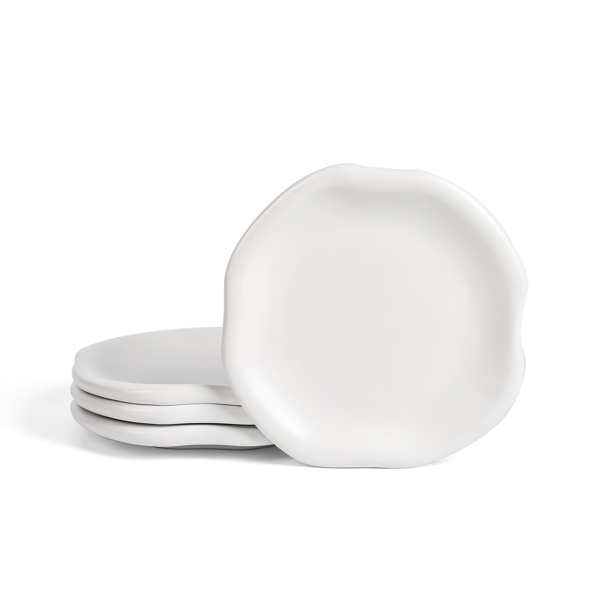 Amorphous Stoneware Salad Plate Set - White