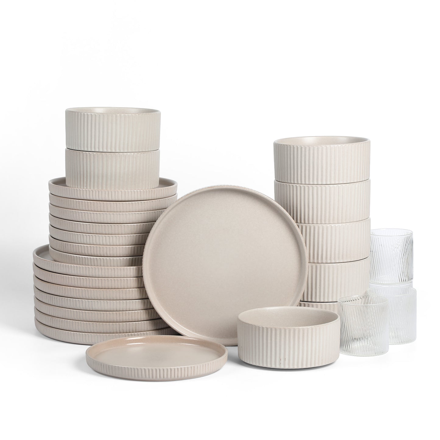 Haven Stoneware, Borosilicate Glass Dinnerware Set - Beige