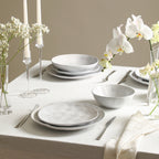 Harper Stoneware Dinnerware Set with Cereal and Pasta Bowls - White
