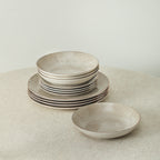 Onyx Porcelain Dinnerware Set - Beige and Gold
