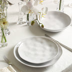 Harper Stoneware Dinnerware Set with Pasta Bowls - White