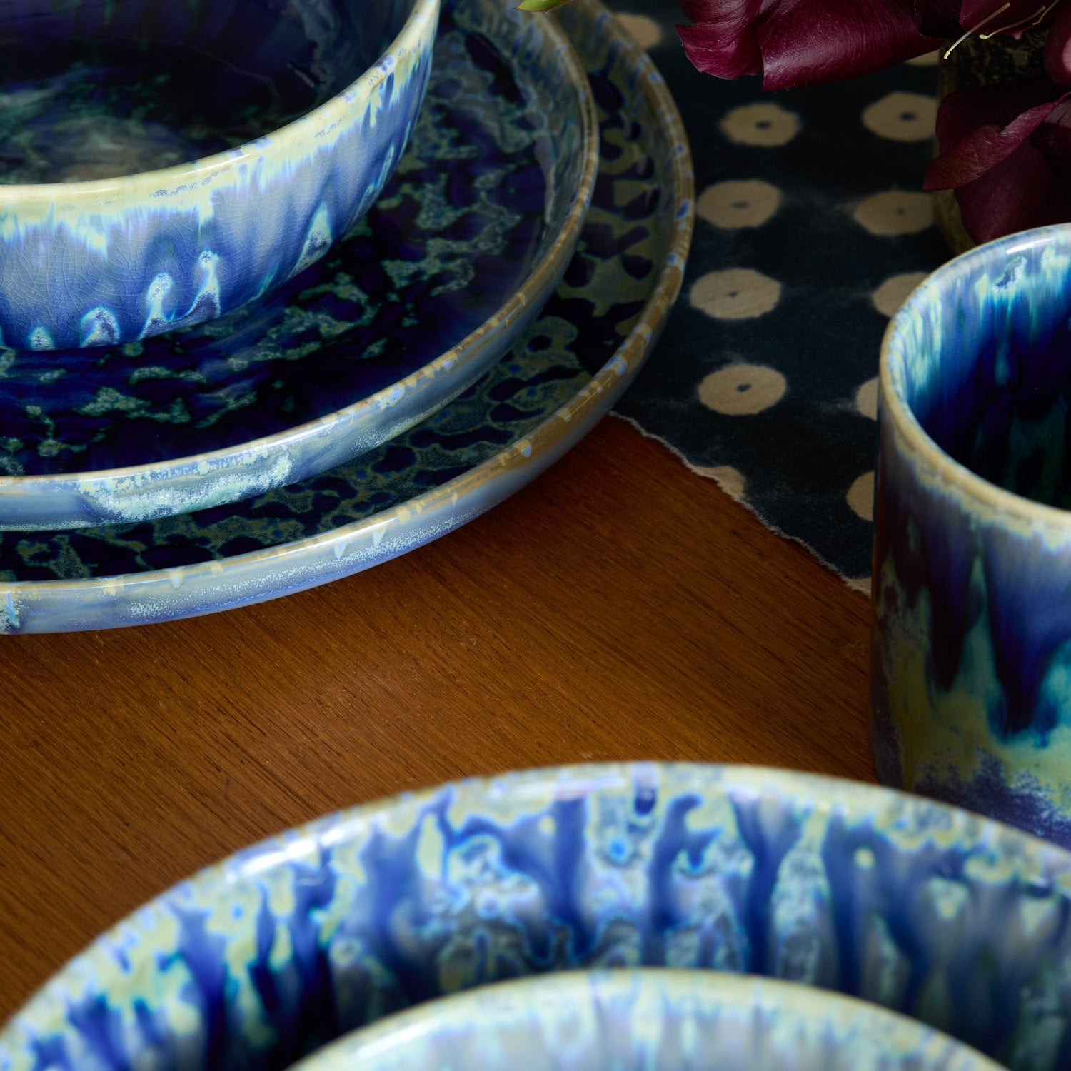 Hanami Stoneware Dinner Plate Set - Blue