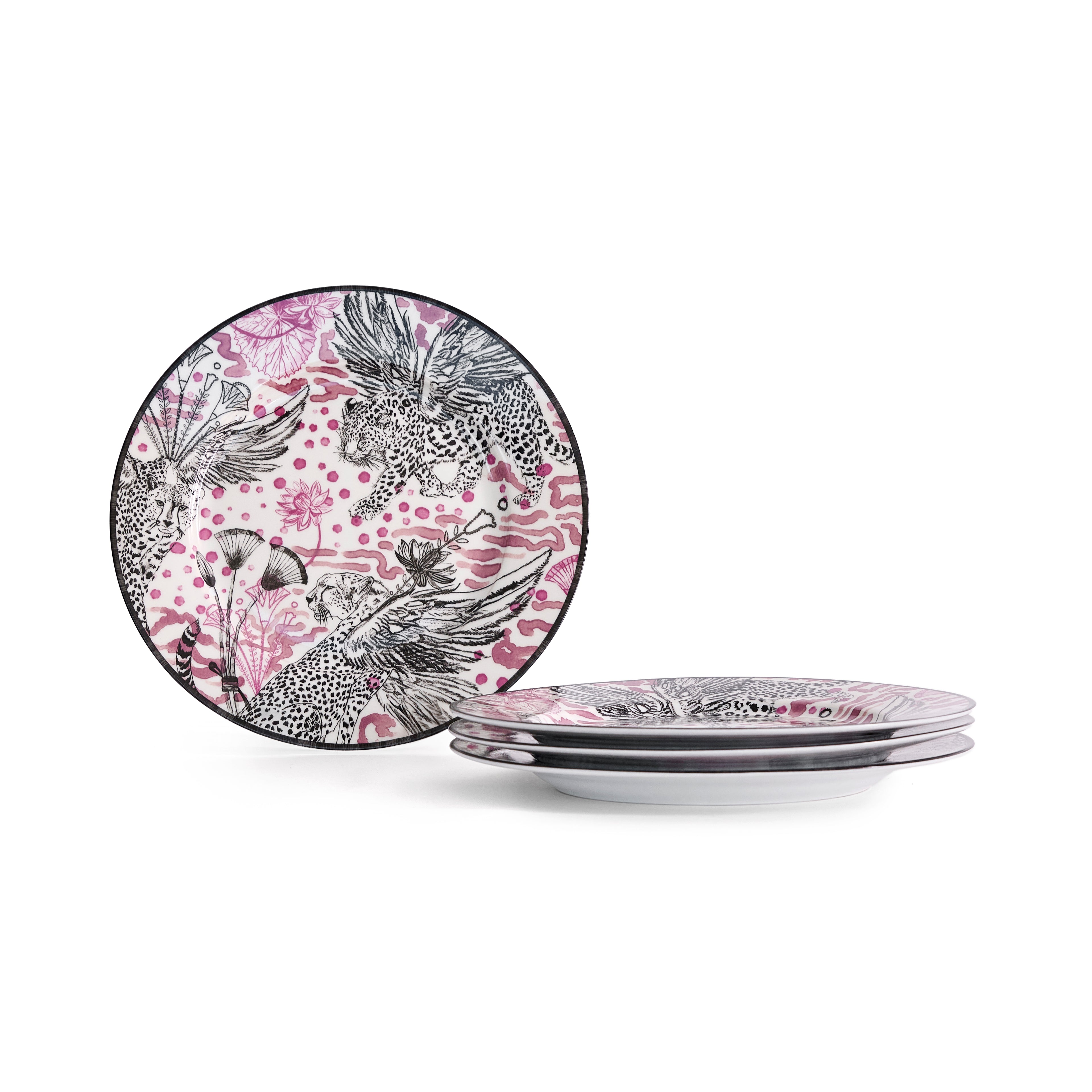 Serengeti Porcelain Salad Plate Set - Multicolored