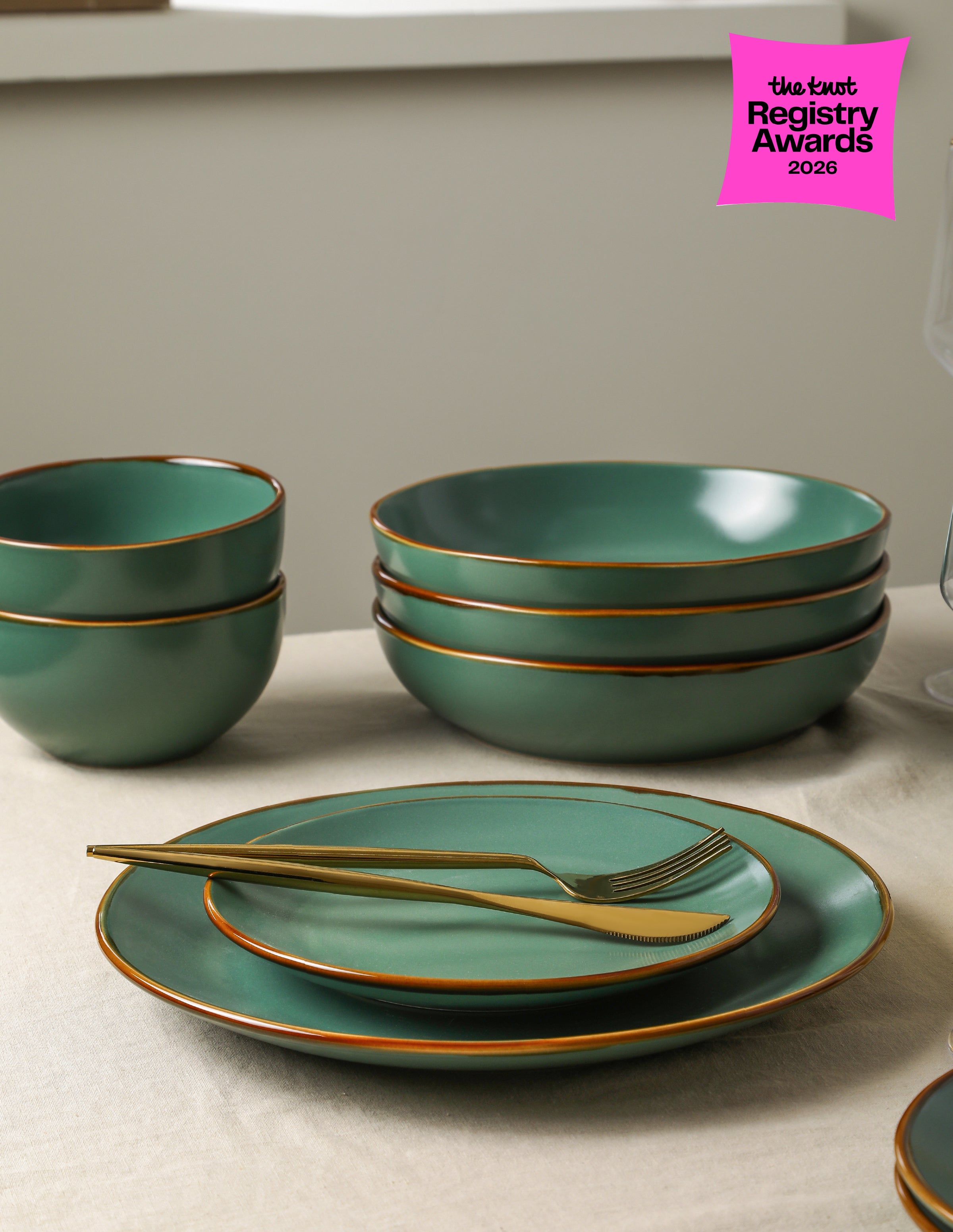 Brasa Stoneware Dinnerware Set - Green