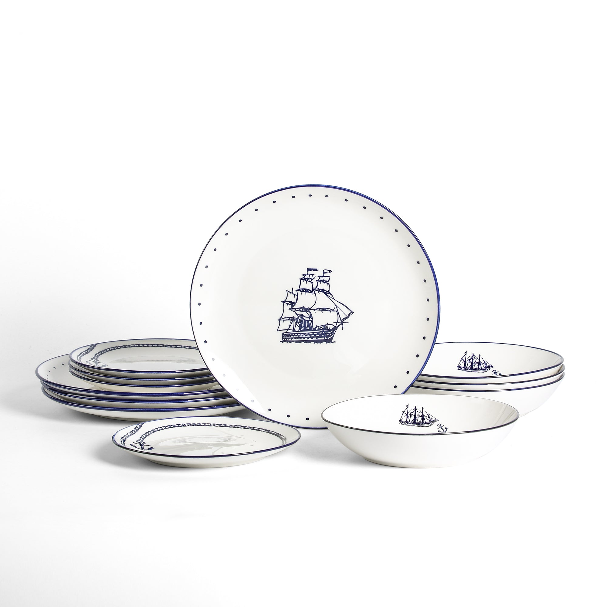 Knox Porcelain Dinnerware Set - Blue
