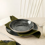 Onyx Porcelain Dinnerware Set - Black and Gold