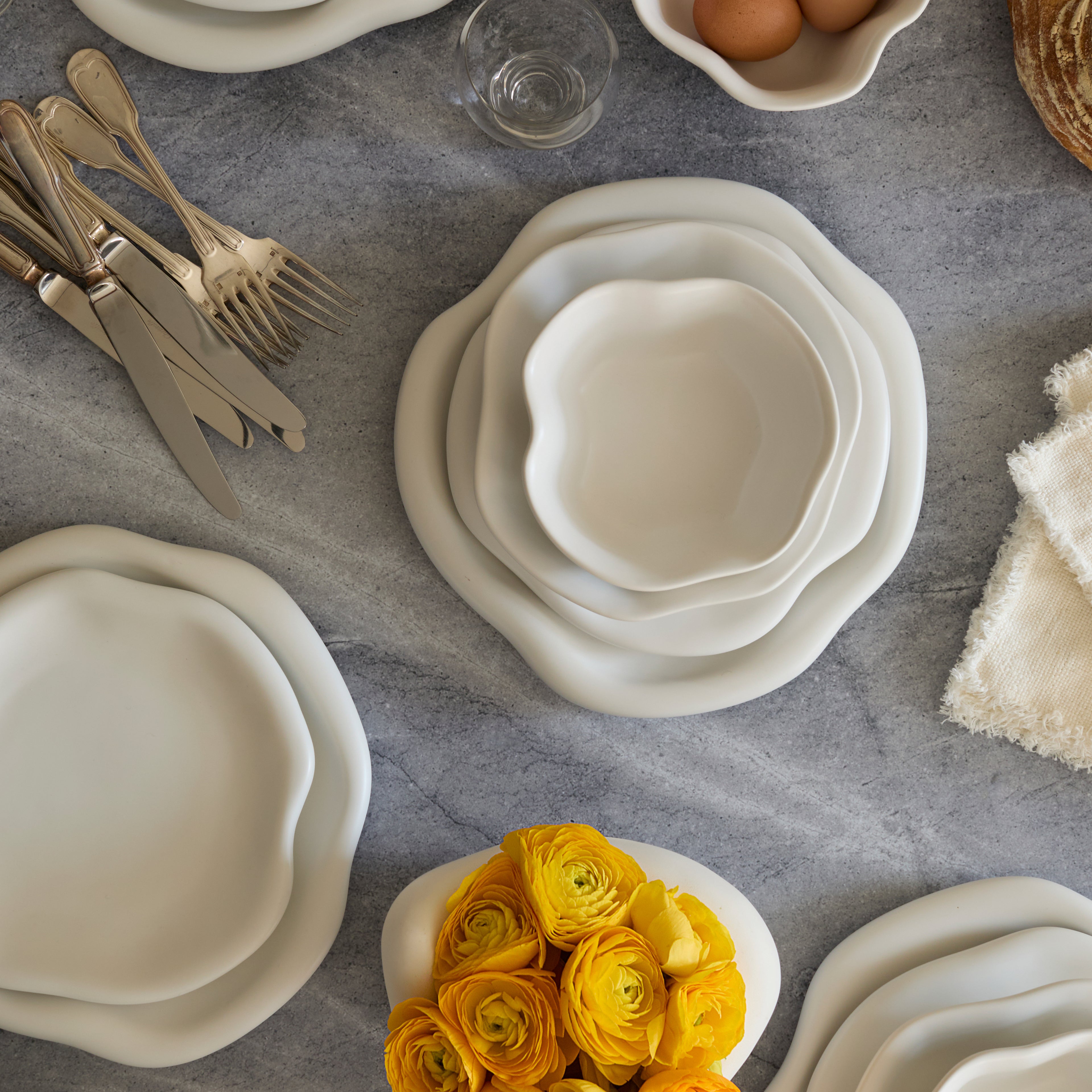 Amorphous Stoneware Dinnerware Set - White