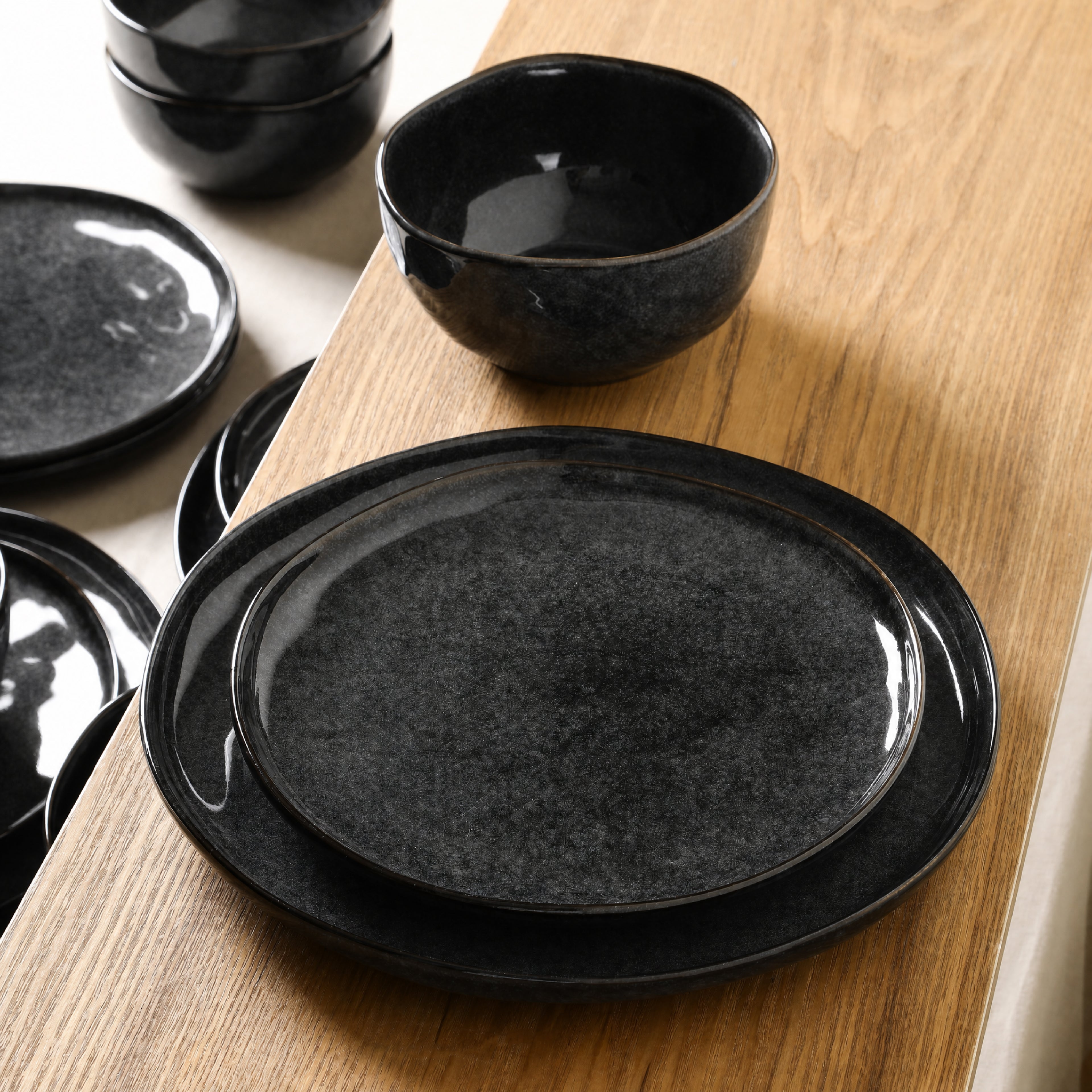 Mirella Stoneware Dinnerware Set - Charcoal