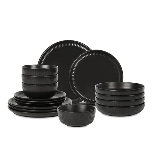 Logan Stoneware Dinnerware Set - Black