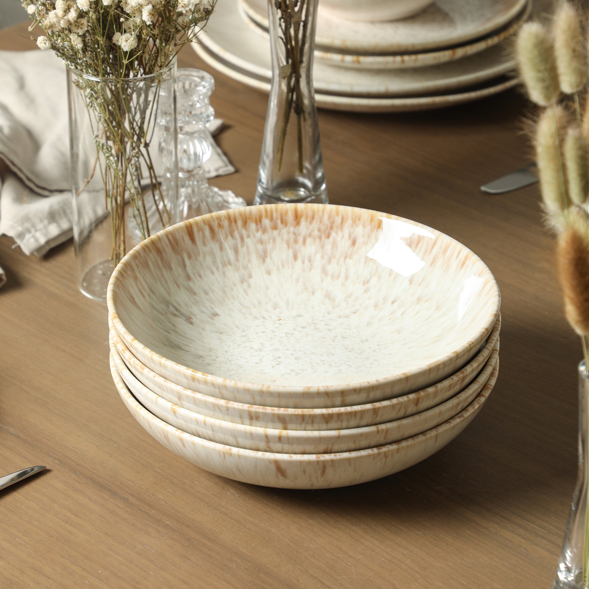 Riley Stoneware Pasta Bowl Set - Sand