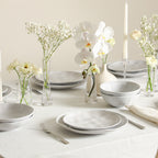 Harper Stoneware Dinnerware Set with Cereal and Pasta Bowls - White