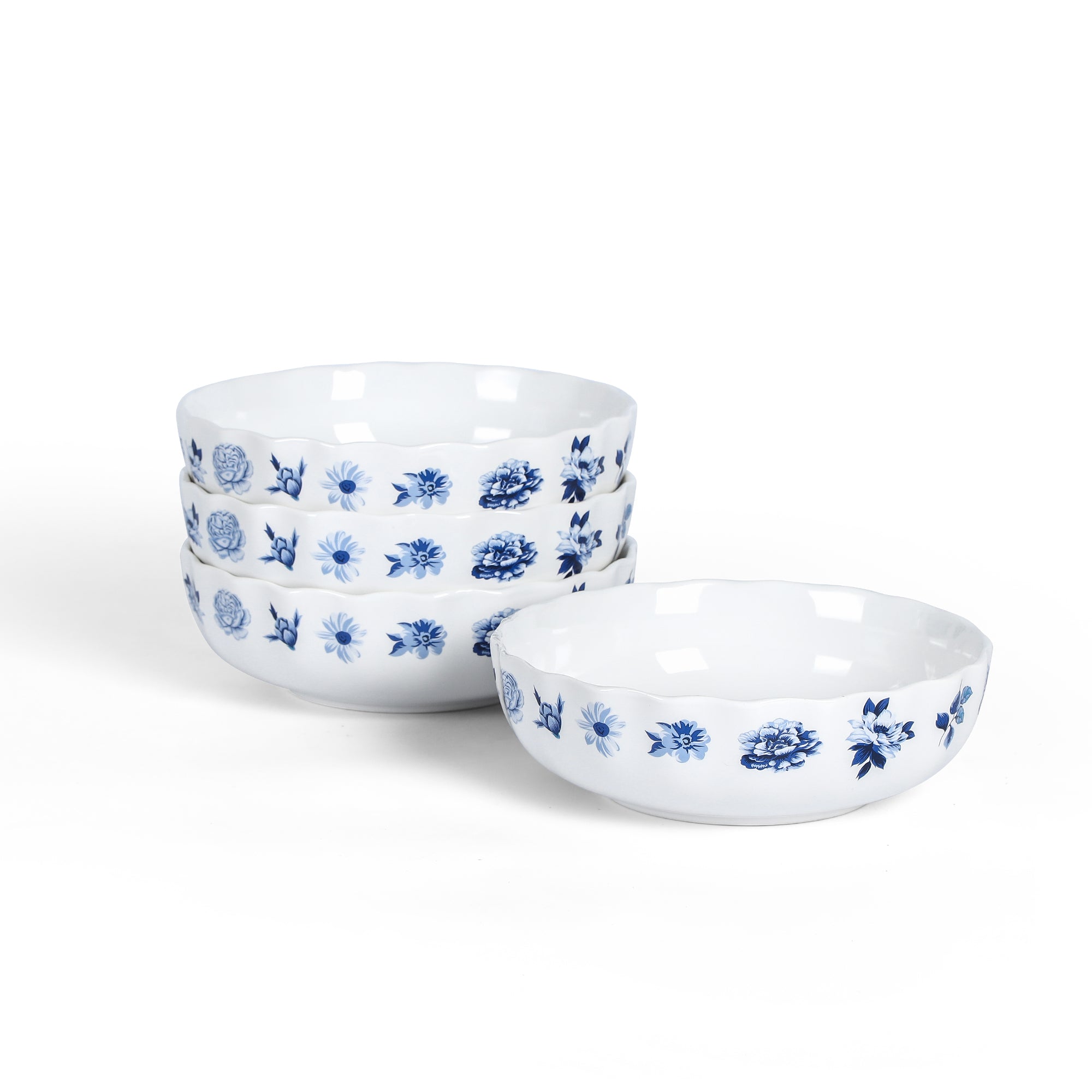 Fiore New Bone China Pasta Bowl Set - Blue