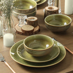 Riley Stoneware Dinnerware Set - Green and Blue