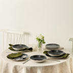 Onyx Porcelain Dinnerware Set - Black and Gold