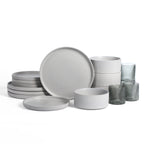 Haven Stoneware, Borosilicate Glass Dinnerware Set - Grey