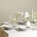 Harper Stoneware Dinnerware Set with Pasta Bowls - White