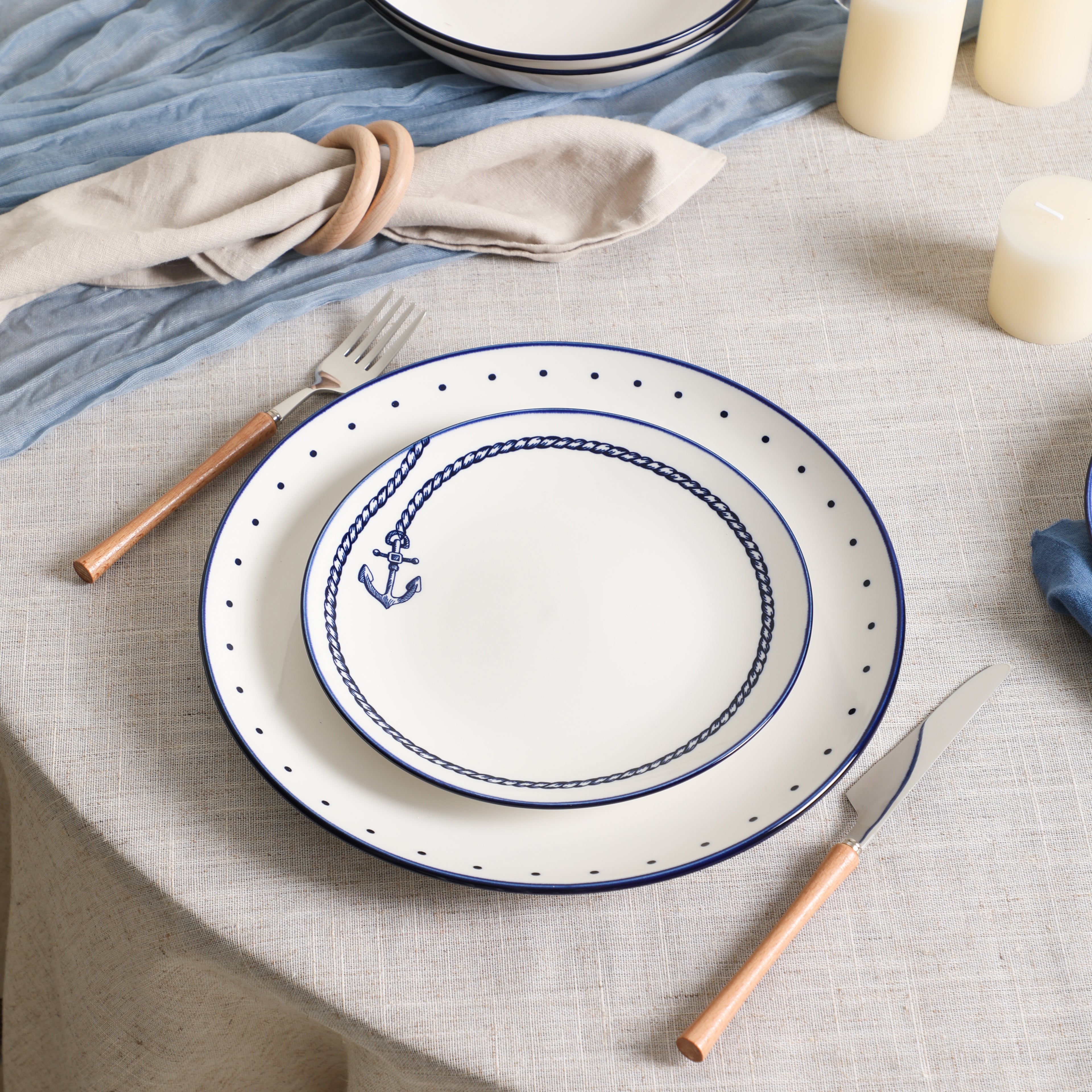 Knox Porcelain Dinnerware Set - Blue