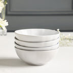 Harper Stoneware Dinnerware Set with Cereal and Pasta Bowls - White
