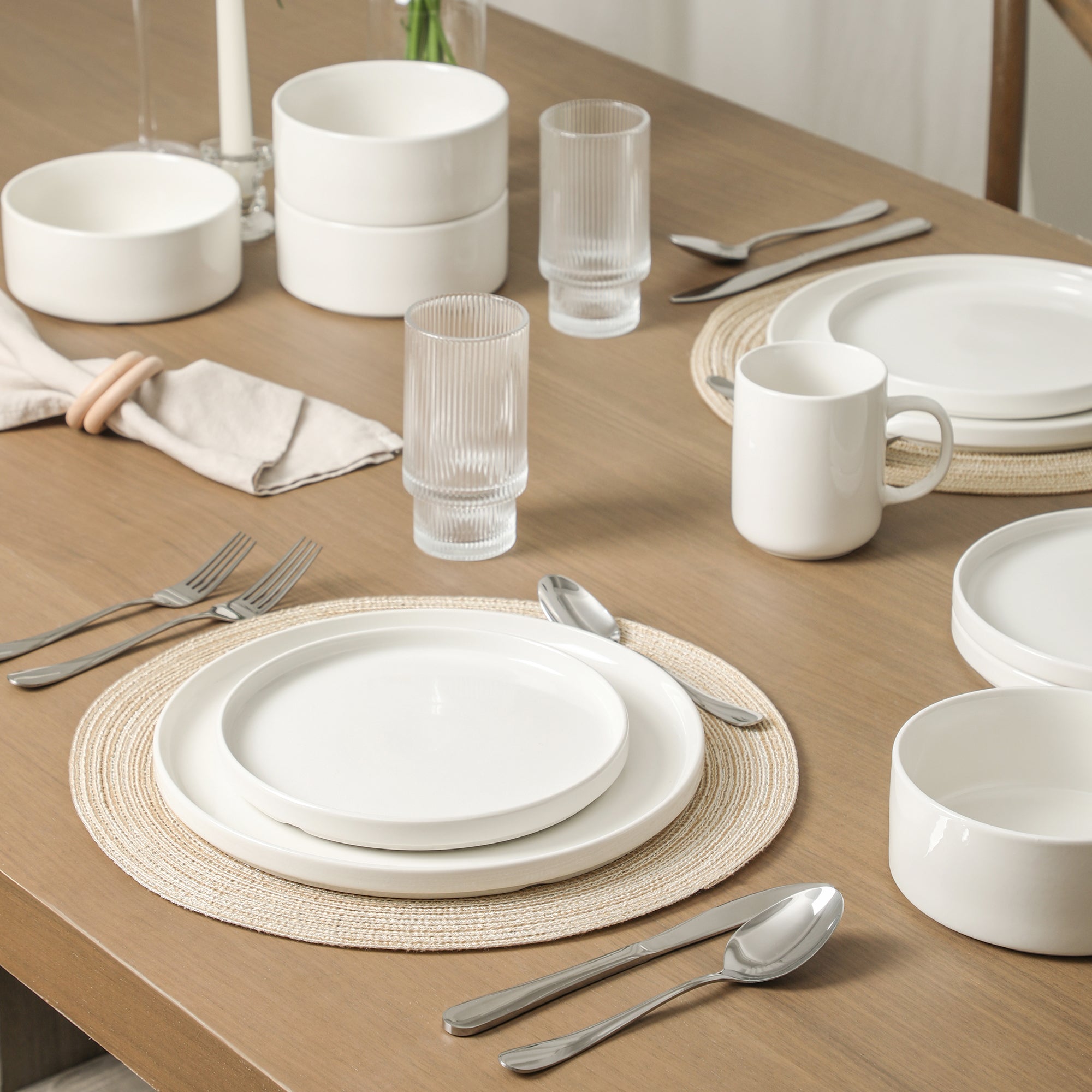 Dining Essentials Kit Porcelain 40 pc Bundle - White