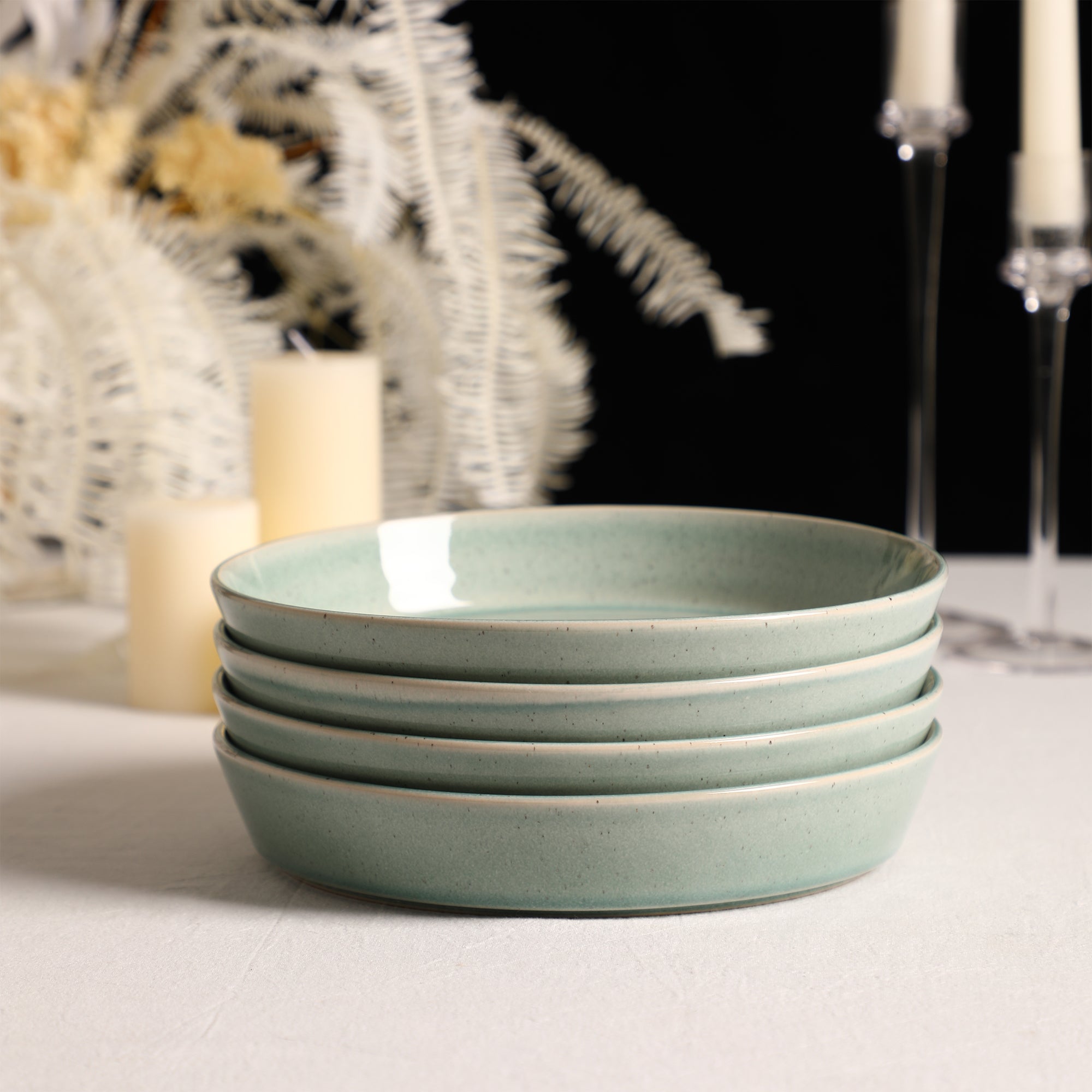 Claire Stoneware Pasta Bowl Set - Green