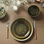 Riley Stoneware Dinnerware Set - Black and Green