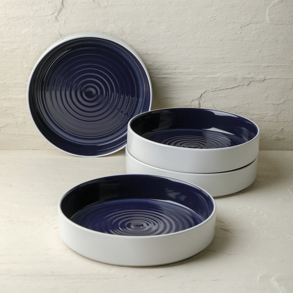 Elica Stoneware Dinnerware Set - Navy And White