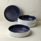 Elica Stoneware Dinnerware Set - Navy And White