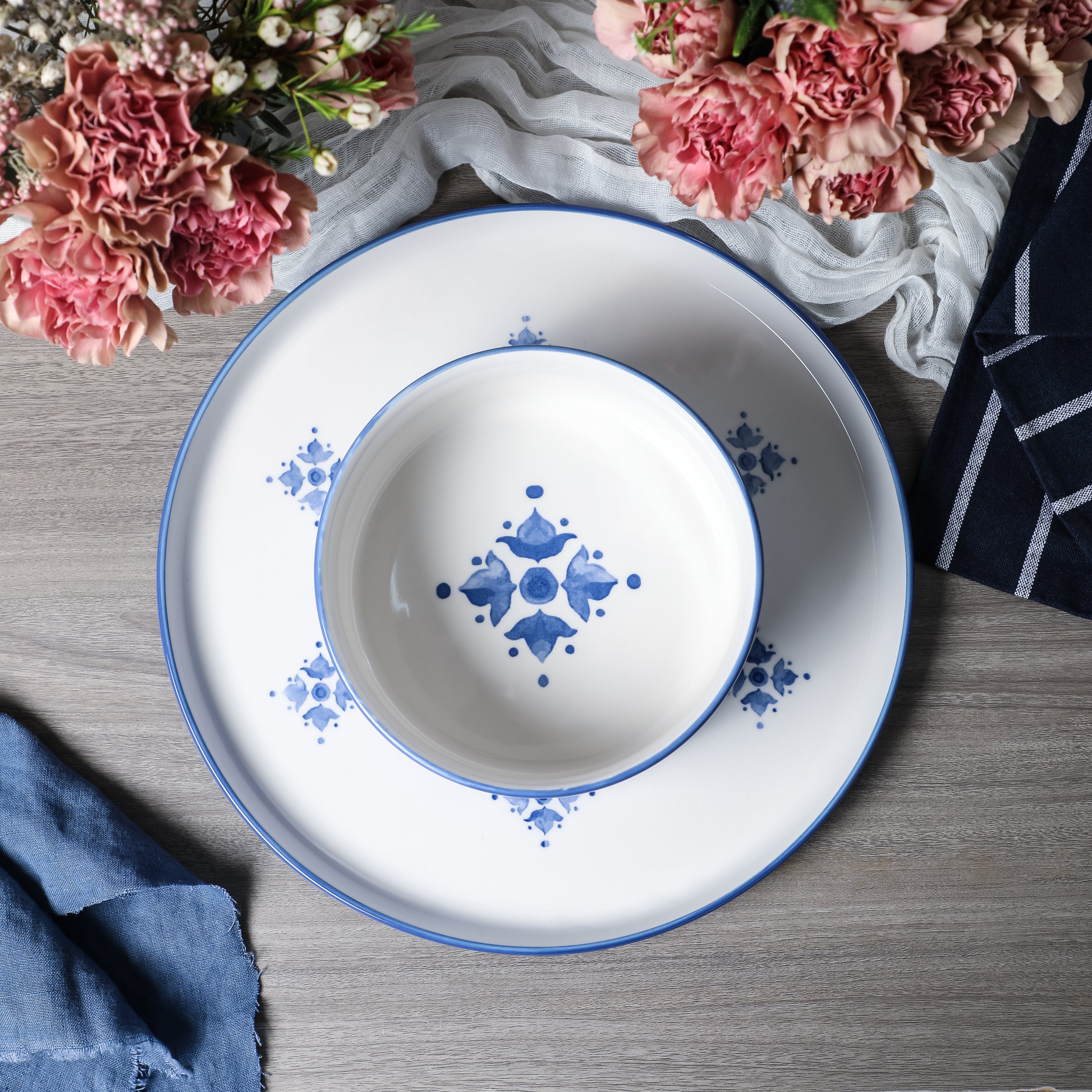 Cobalt Porcelain Dinnerware Set - Blue