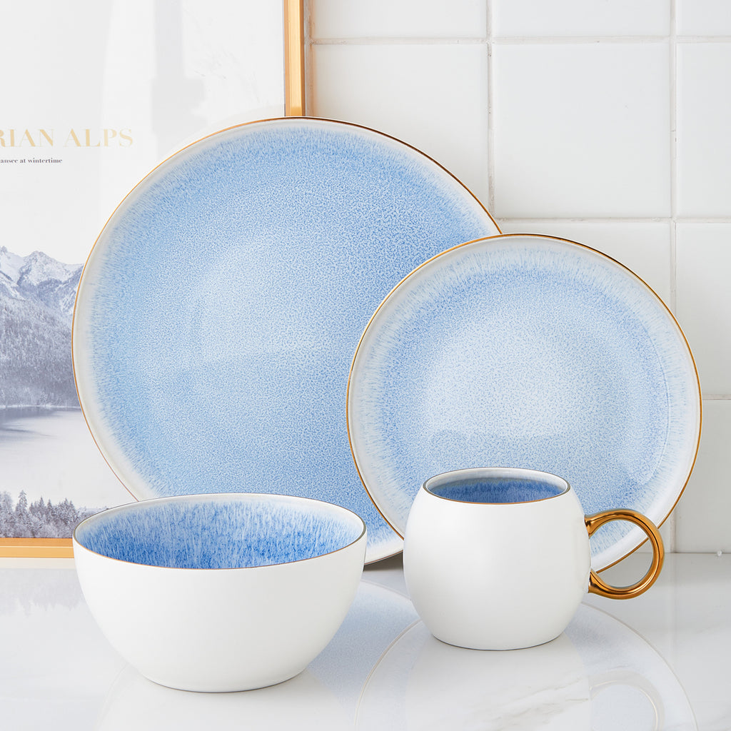 Stone Lain Josephine Porcelain Blue Dinnerware Set 16-Piece